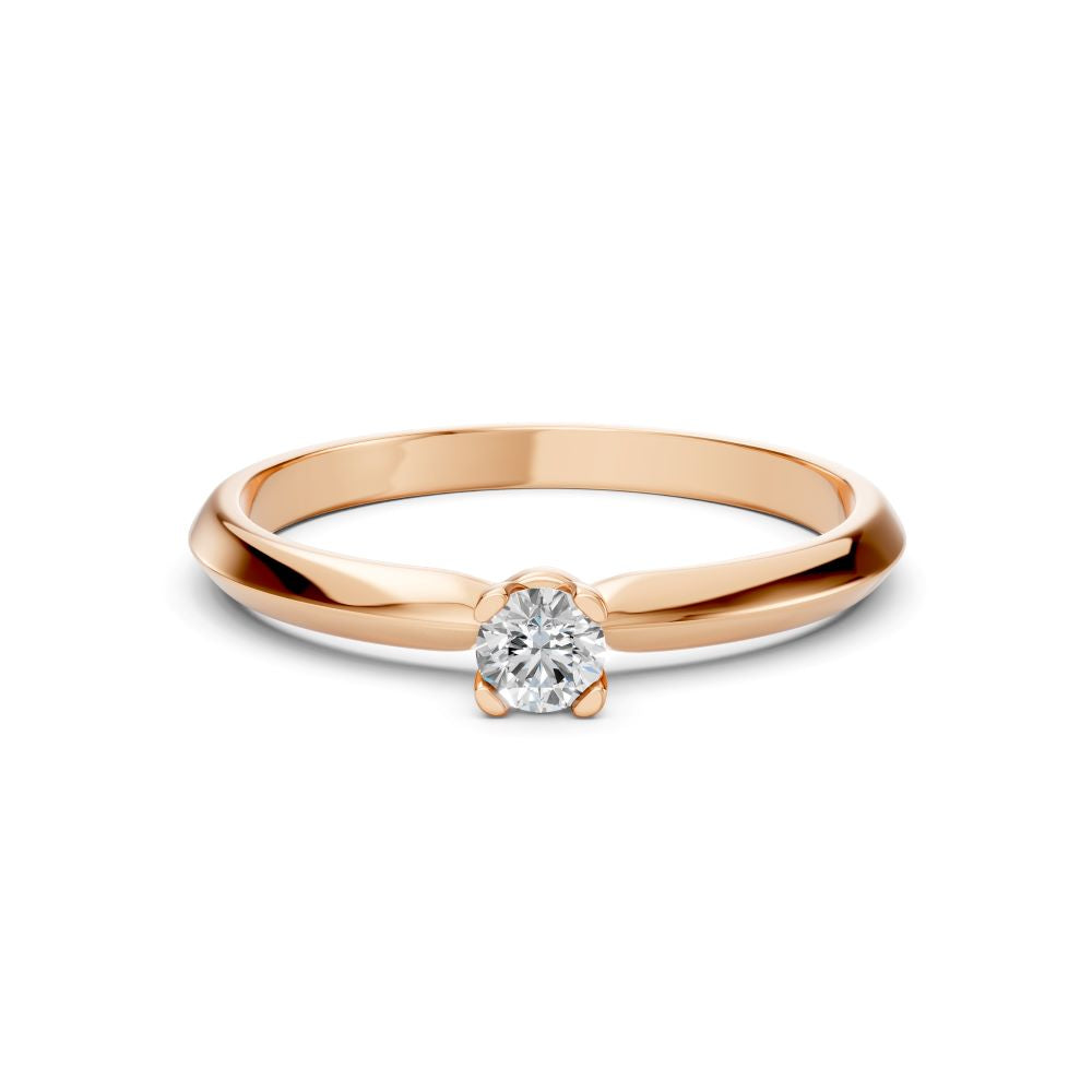 Каблучка з діамантом у червоному золоті