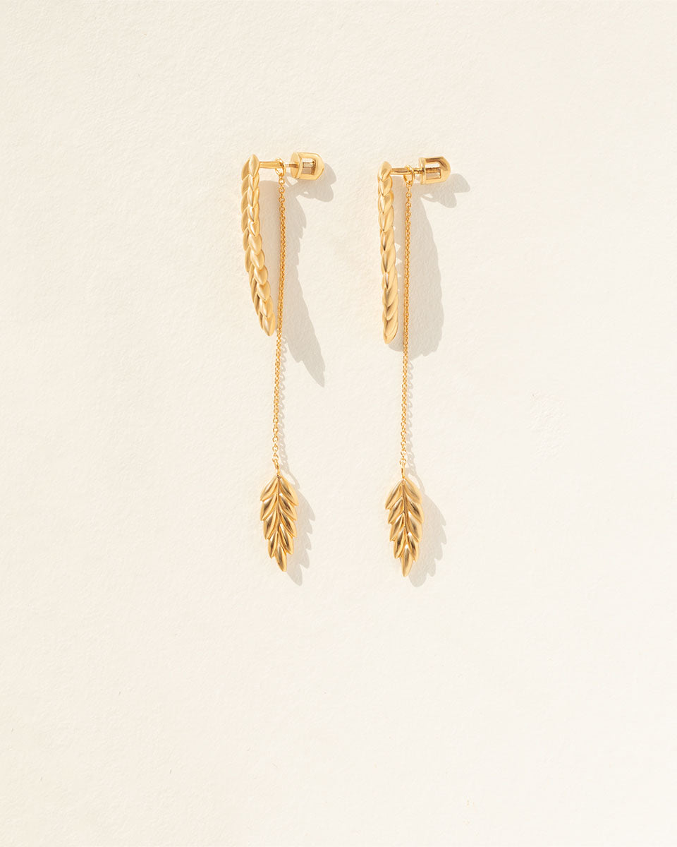 Срібні сережки трансформери в позолоті Колоски