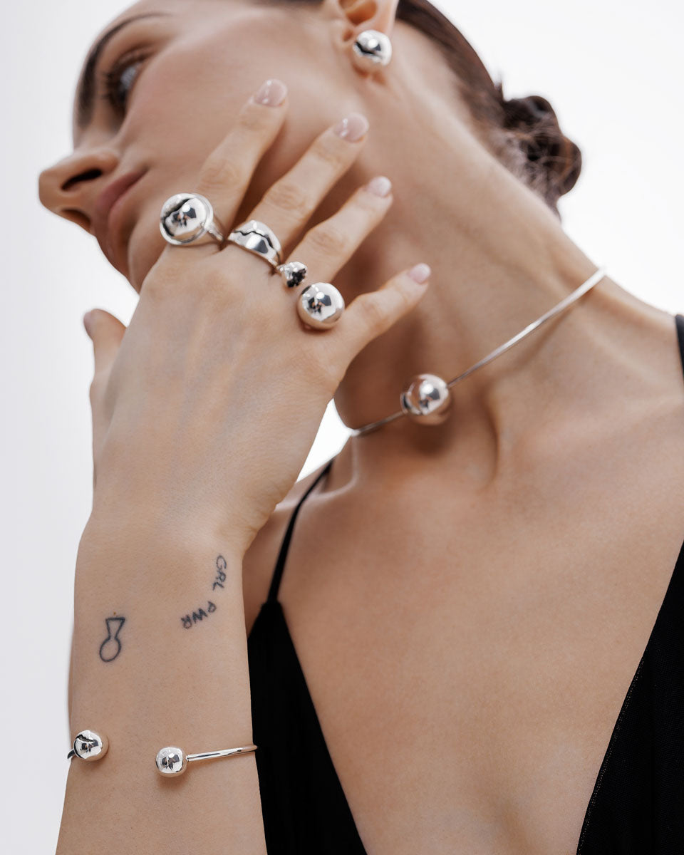 Срібна каблучка Куля