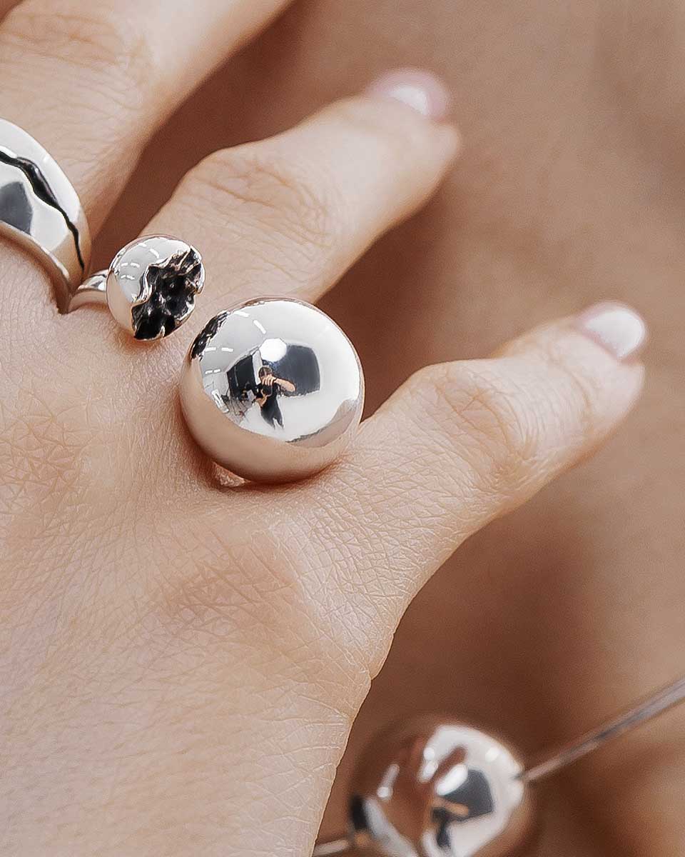 Срібна каблучка Куля