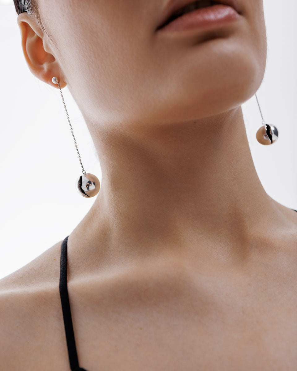 Срібні сережки-підвіски Кулі