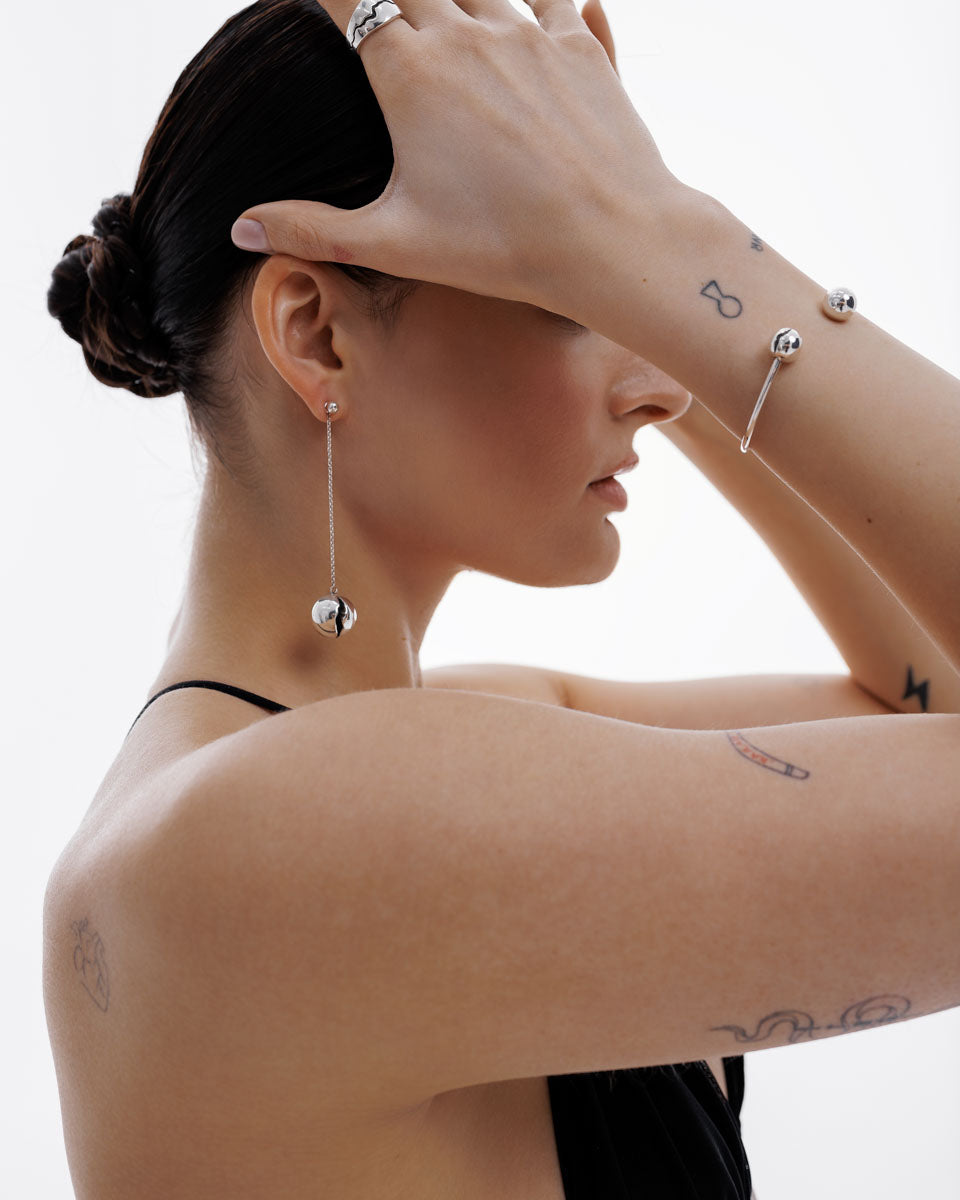 Срібні сережки-підвіски Кулі