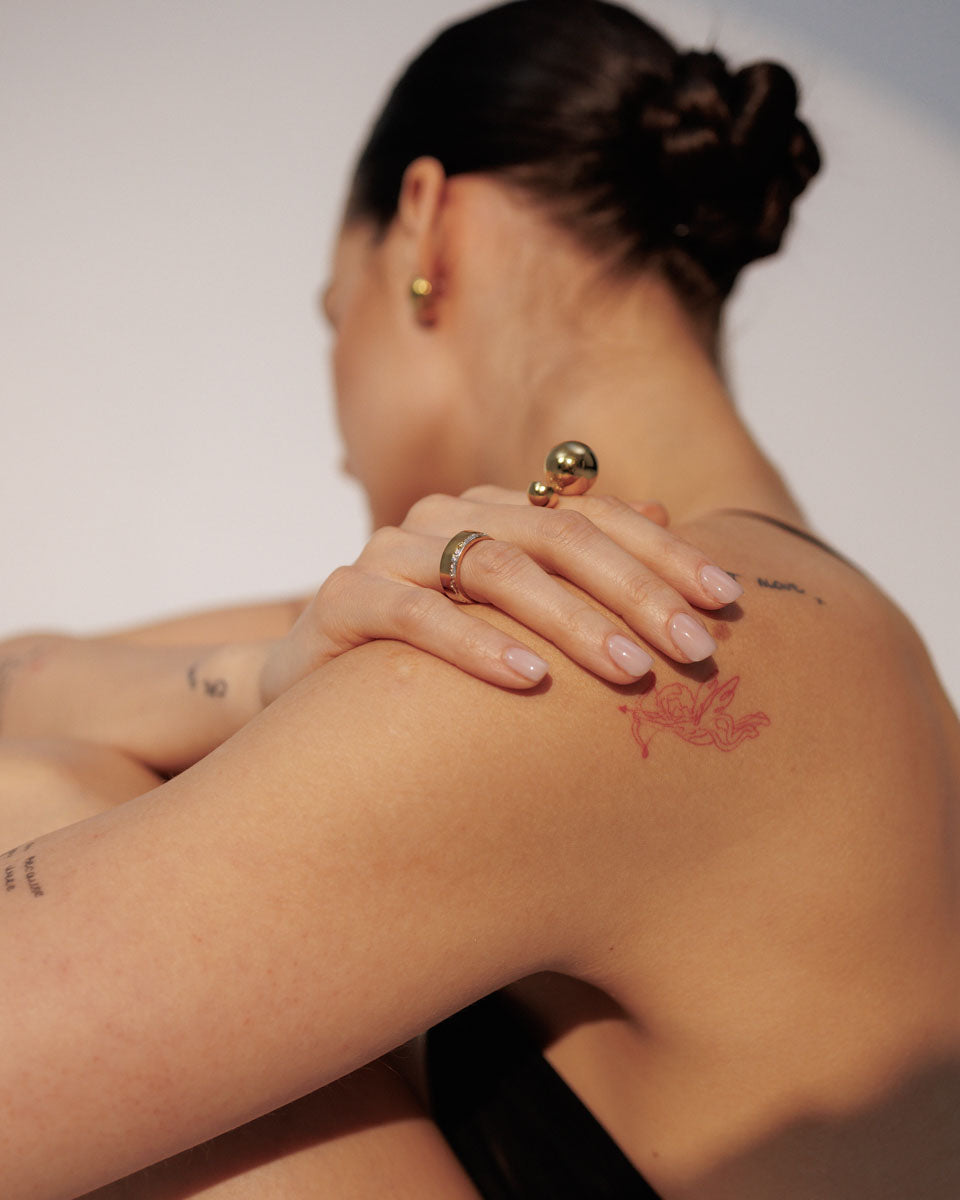 Срібна каблучка з позолотою Куля