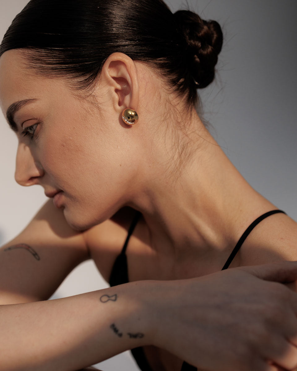 Срібні сережки з позолотою Кулі