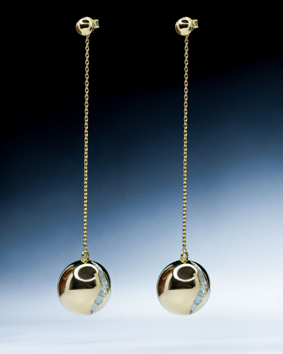 Срібні сережки трансформери з позолотою Кулі