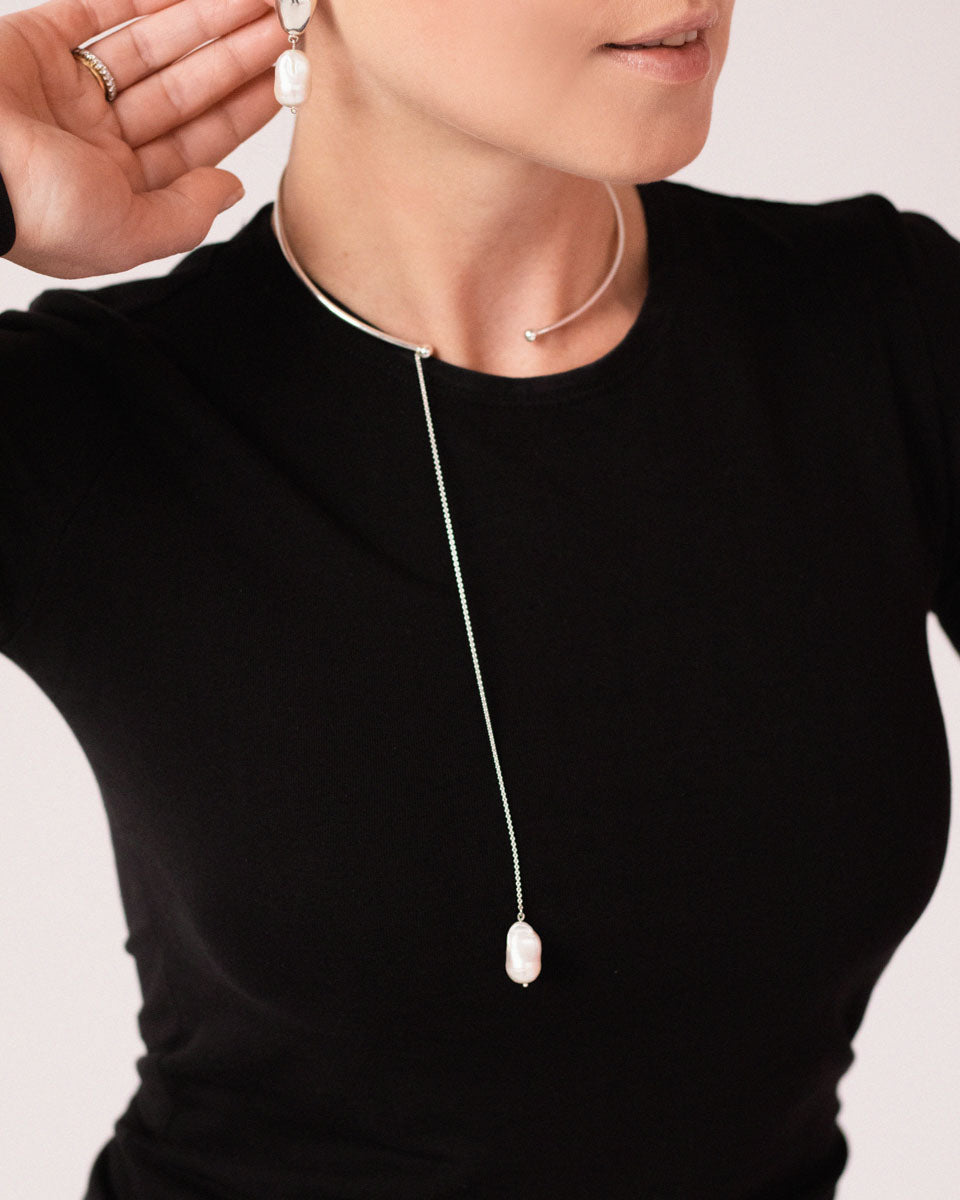 Срібний чокер із двома змінними підвісками