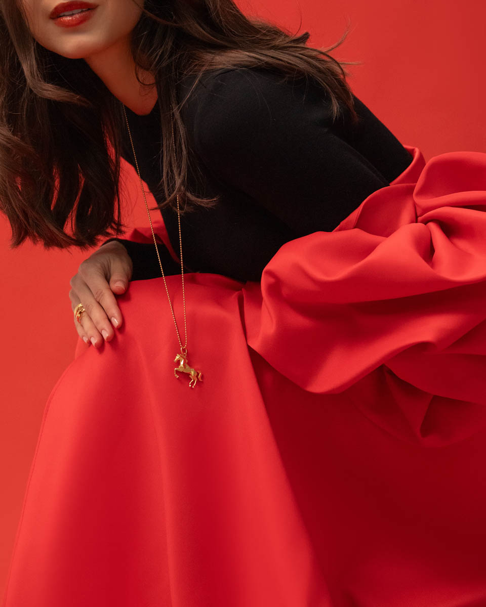 Срібне кольє з позолотою FlameHorse (з додатковим ланцюжком)