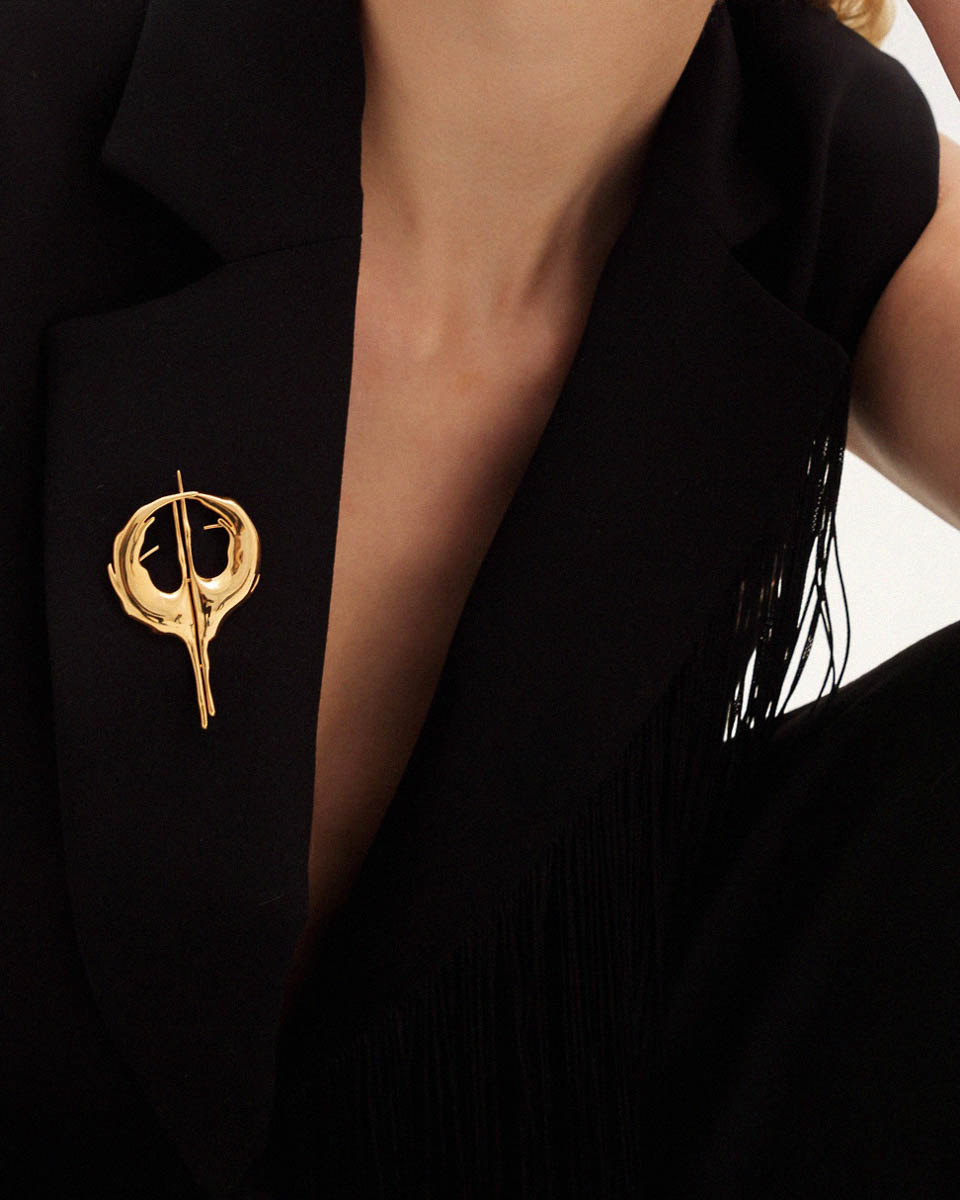 Срібна брошка з позолотою Leleky