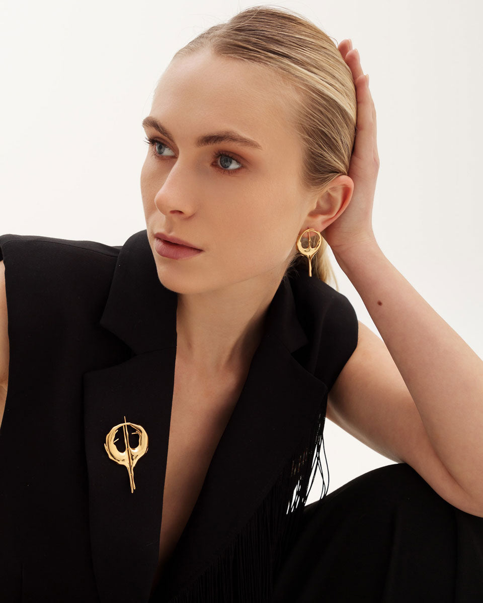 Срібна брошка з позолотою Leleky