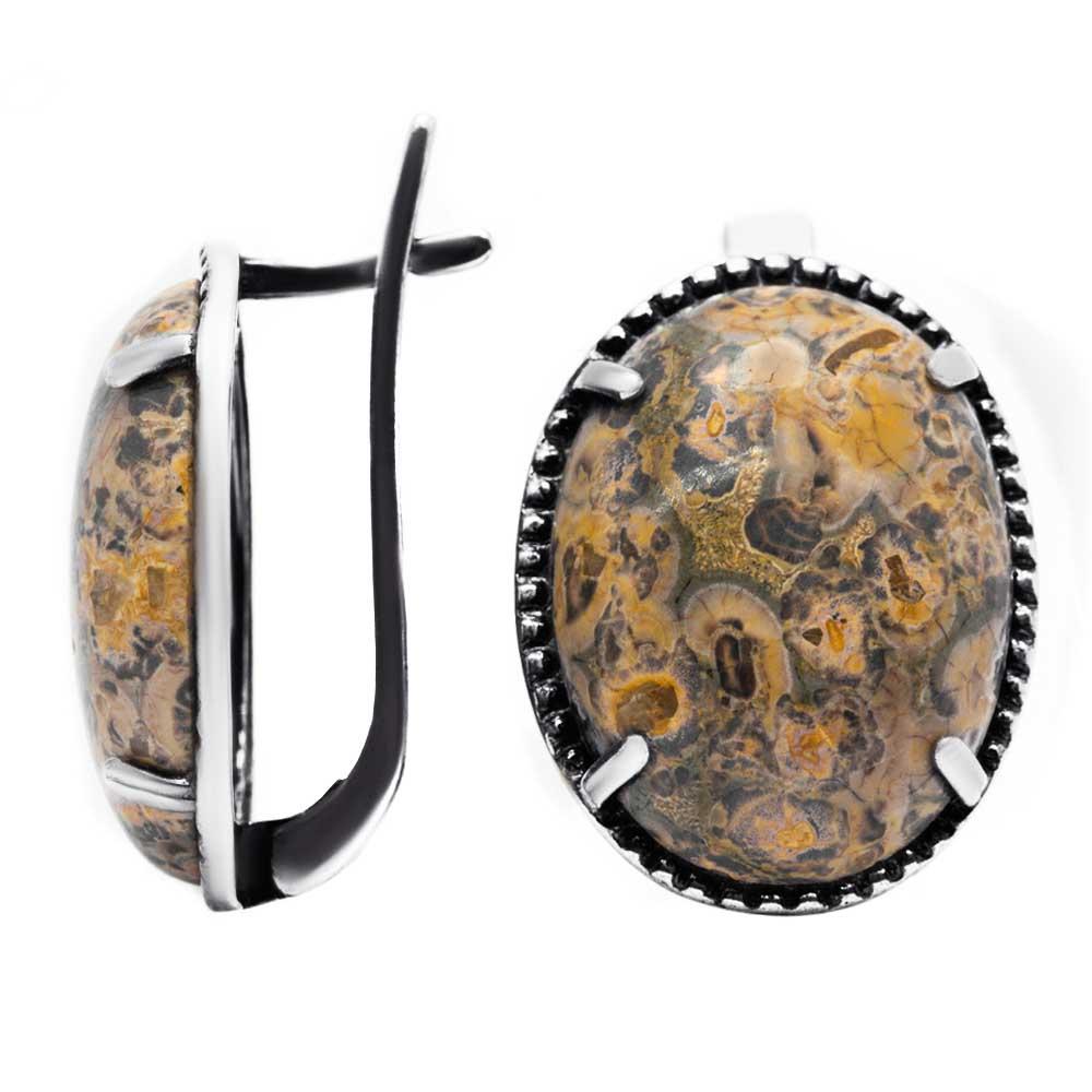 Срібний комплект з яшмою, Серебряный комплект с яшмой, Серебряные серьги с яшмой