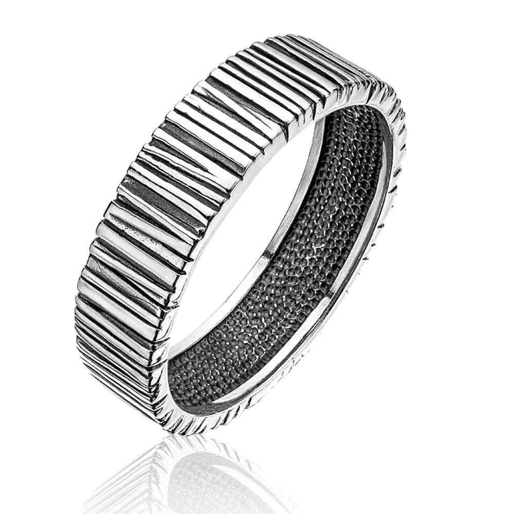 Срібний перстень чоловічий чорнений з візерунком, Перстень серебряный черненый с узором коры дерева