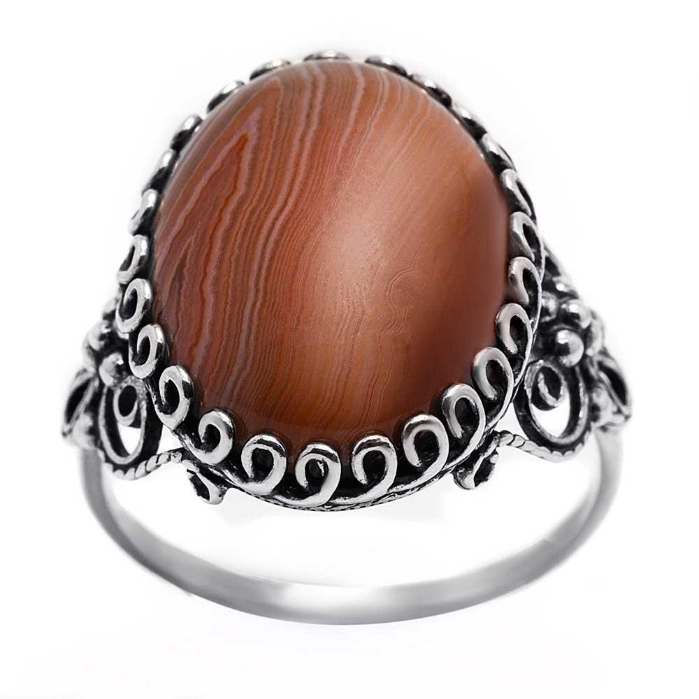 Срібний набір з агатом, Серебряный набор с агатом, Кольцо серебряное женское с агатом овальной формы