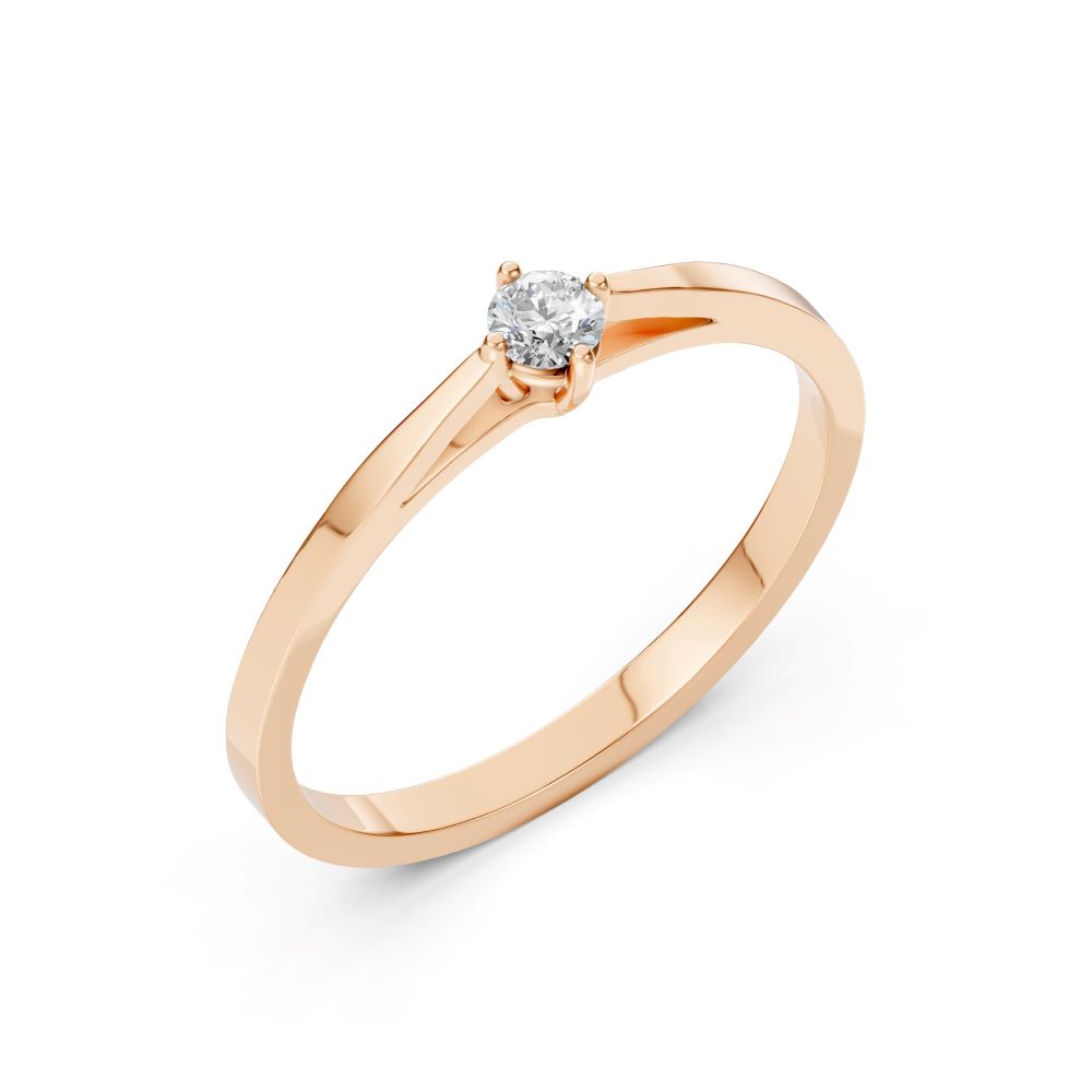 Золота каблучка на заручини з діамантом та рожевим сапфіром