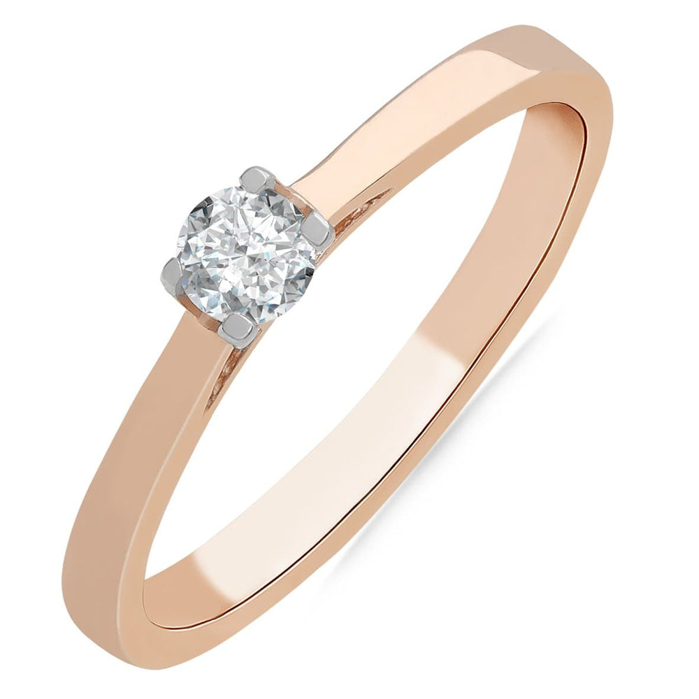 Золота каблучка на заручини з діамантом, Кольцо для помолвки с бриллиантом из красного золота