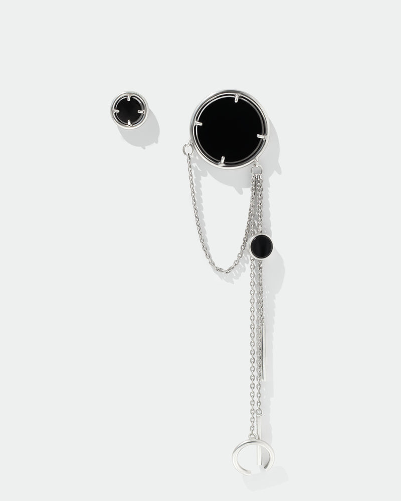 Асиметричні срібні сережки з оніксом ( з кафом )