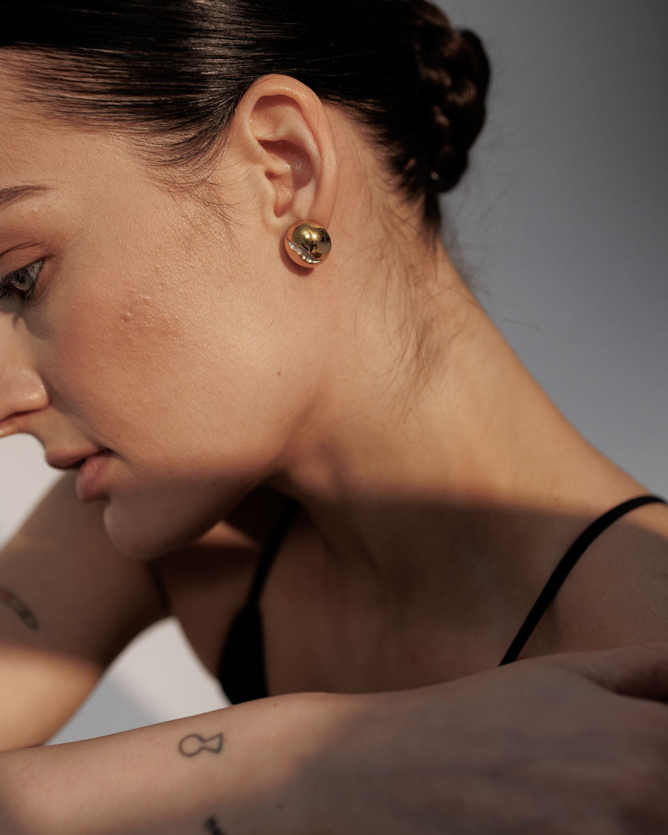 Срібні сережки з позолотою Кулі