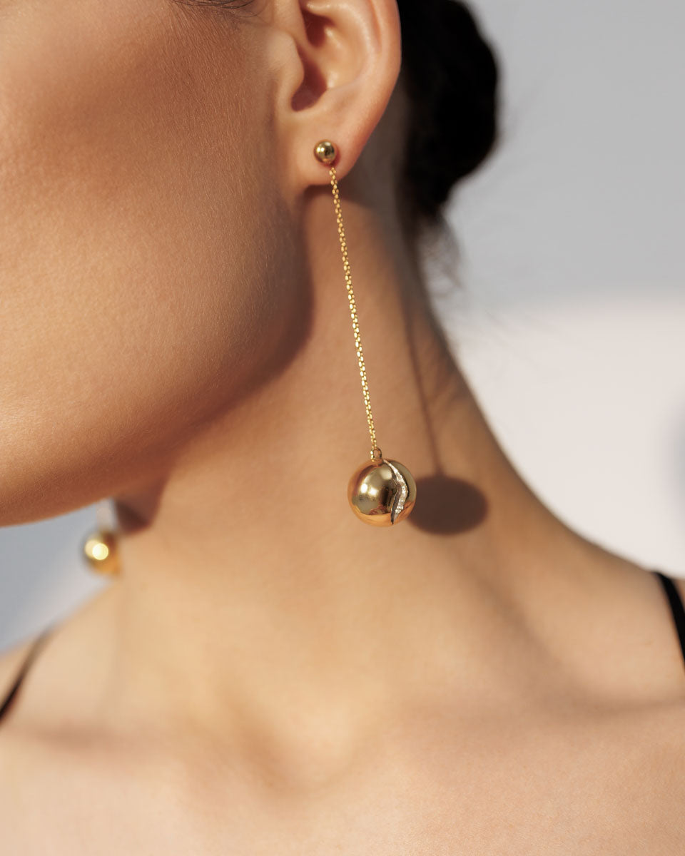 Срібні сережки трансформери з позолотою Кулі