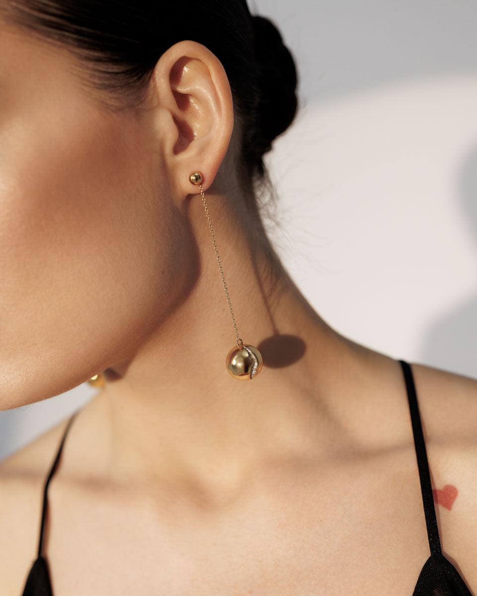 Срібні сережки трансформери з позолотою Кулі