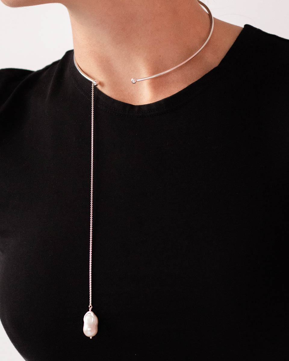 Срібний чокер із двома змінними підвісками