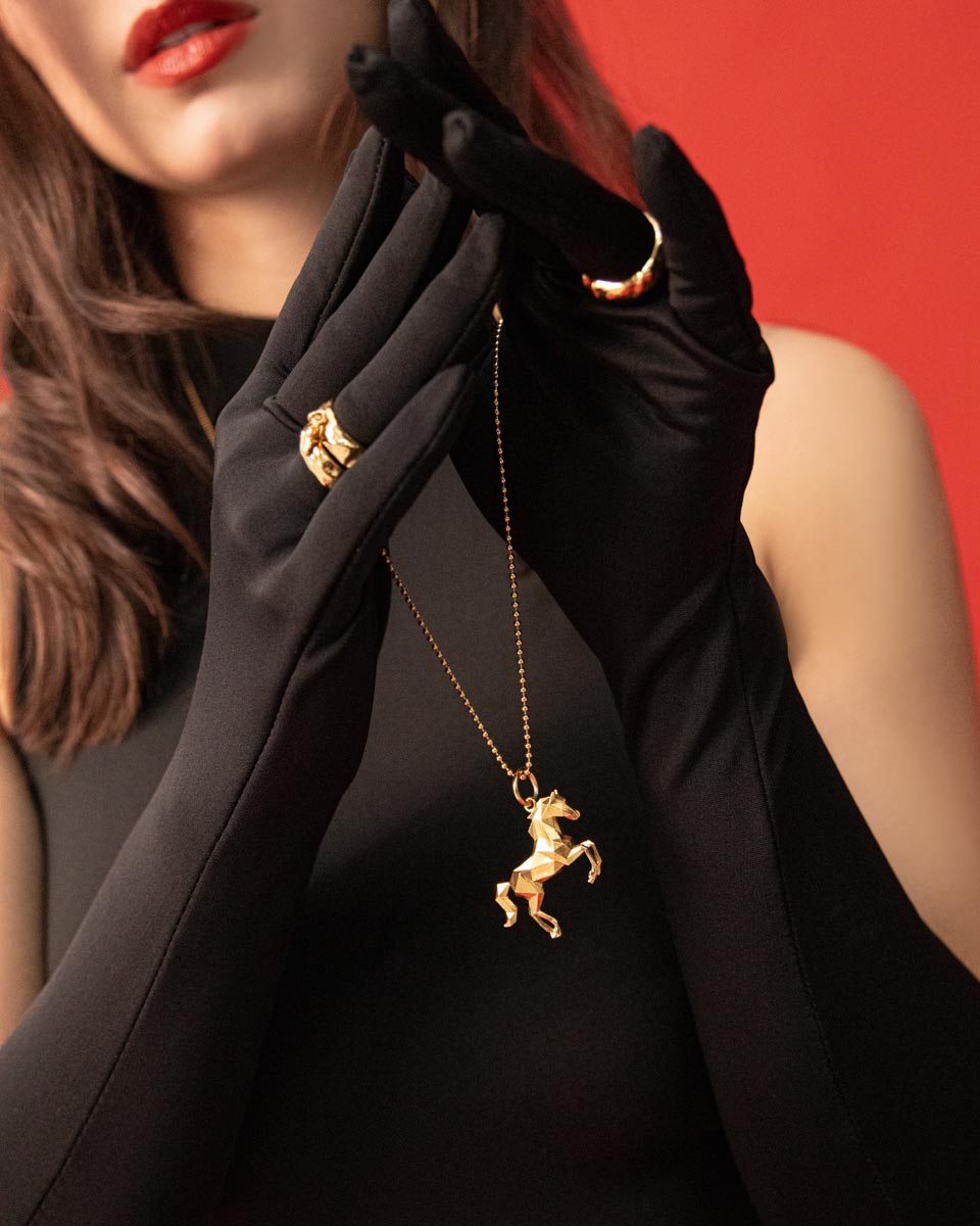 Срібне кольє з позолотою FlameHorse (з додатковим ланцюжком)
