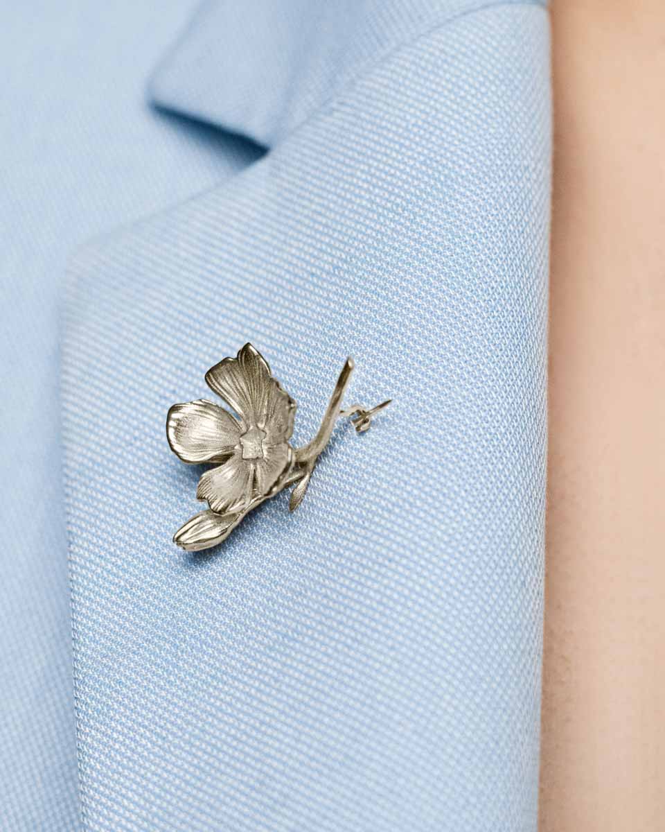 Срібна брошка Барвінок