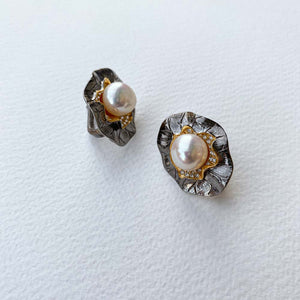 Срібні сережки з перлами та фіанітами, Серебряные серьги с жемчугом и фианитами
