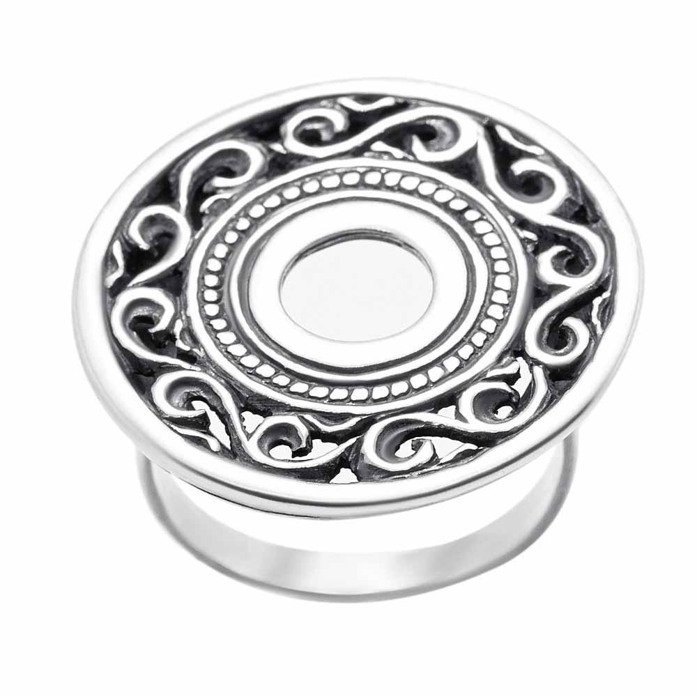 Срібна каблучка круглої форми з орнаментом, Кольцо серебряное женское круглой формы с орнаментом