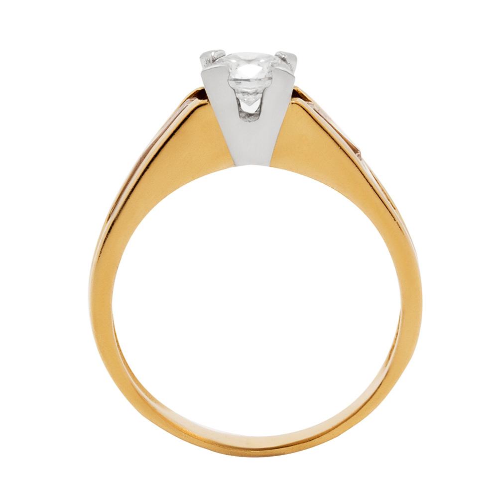 Золота каблучка з фіанітами, Женское золотое кольцо с фианитом, кольцо из желтого и белого золота комбинированное