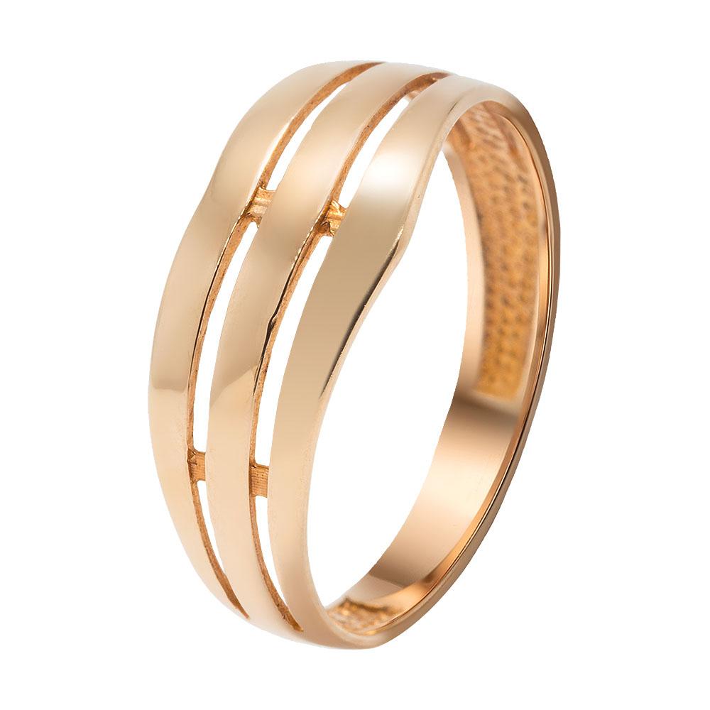 Каблучка з червоного золота без вставок, Тройное золотое кольцо: три полоски соединены между собой