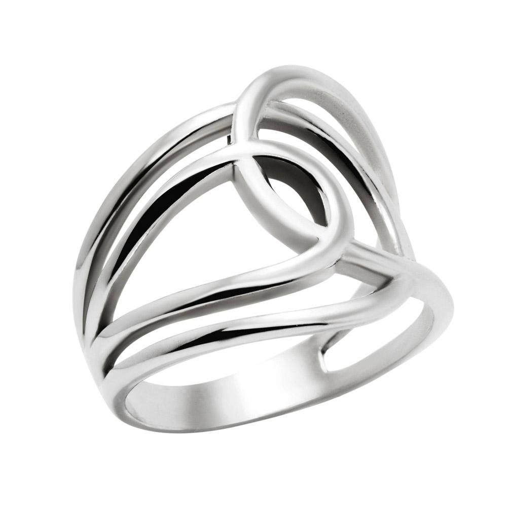 Стильна срібна каблучка без вставок, Серебряное кольцо для девушек переплетенное каплевидной формы