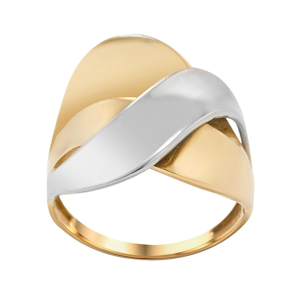 Каблучка з комбінованого золота, Кольцо комбинированное с белым золотом переплетенное с желтым золотом