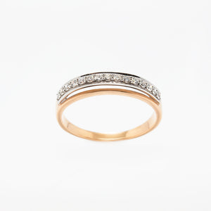 Золота каблучка з діамантами, Бриллиантовое кольцо из красного и белого золота дорожка