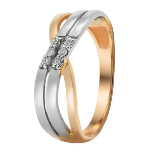 Золота каблучка з діамантами (поєднання червоного і білого золота), Бриллиантовое кольцо в сочетании красного и белого золота