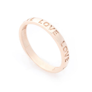 Каблучка з червоного золота "Love", Красивое золотое кольцо с надписями "Love" вокруг