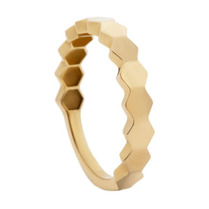 Каблучка із жовтого золота "Соти", Кольцо золотое женское геометрической формы "соты"