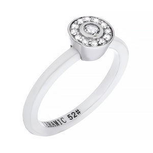 Срібна каблучка з керамікою та фіанітами, Серебряное кольцо с белой керамикой и фианитами