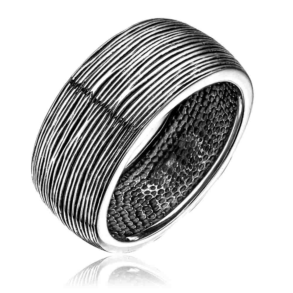 Чоловічий срібний перстень чорнений широкий в лаконічні лінії, Мужчской перстень из серебра черненый широкий в лаконичные линии