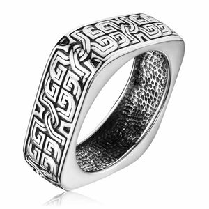 Срібний перстень чоловічий чорнений квадратної форми з кельтським візерунком, Серебряный перстень черненый квадратной формы с кельтским узором