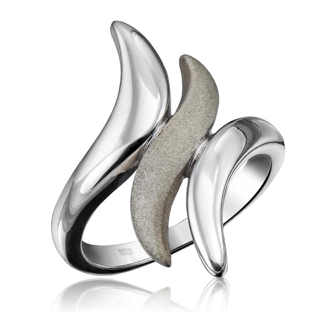 Срібна каблучка з матовою вставкою, Оригинальное серебряное кольцо родированое с матовой вставкой