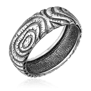 Срібний перстень чоловічий чорнений з візерунком кори дерева, Мужской серебряный перстень чернений с узором сердцевины дерева
