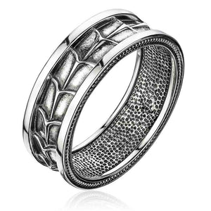 Срібний перстень чоловічий чорнений з візерунком, Мужской серебряный перстень черненый с узором ободок "колесо"