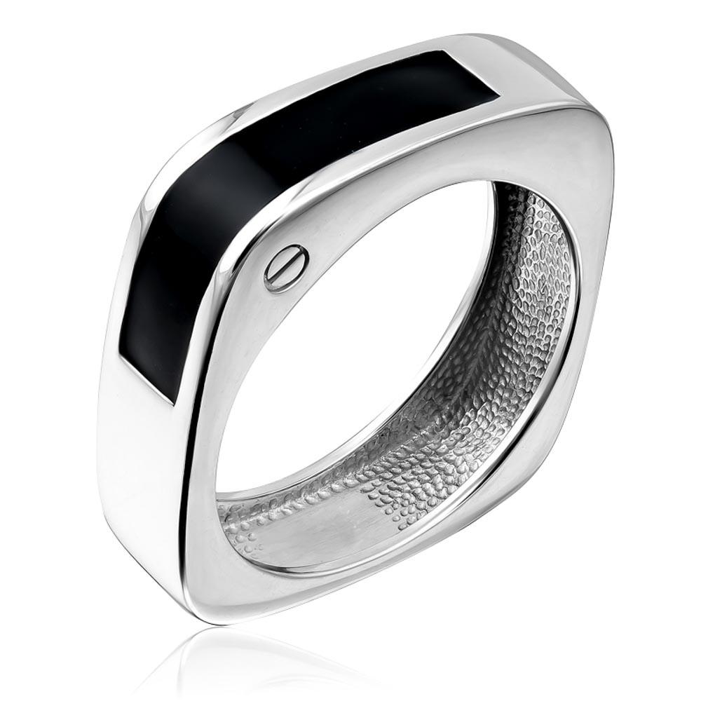 Срібний перстень чоловічий квадратний з емаллю, Серебряное мужское кольцо с эмалью