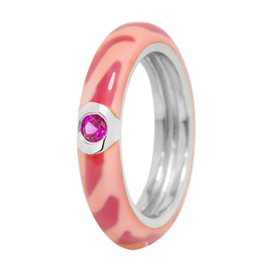 Срібна каблучка з емаллю рожевого кольору, Серебряное кольцо с эмалью розового цвета и фианитом