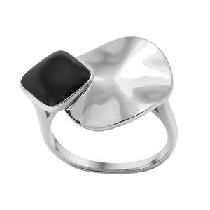 Срібна каблучка з емаллю, Серебряное кольцо с черной эмалью