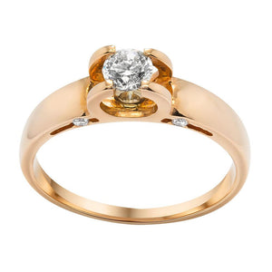 Золота каблучка з діамантами, Золотое кольцо с бриллиантами (один центральный и четыре меньшие по краям)