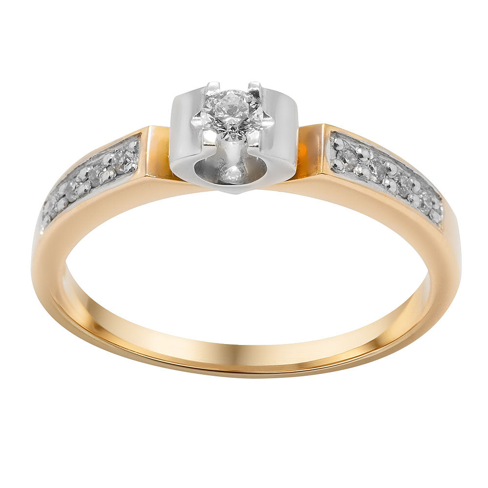 Комбінована золота каблучка з діамантами, Бриллиантовое кольцо из красного и белого золота, золотое кольцо на помолвку с бриллиантами