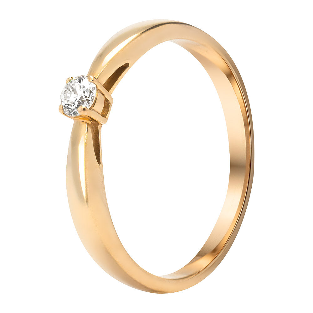 Золота каблучка на заручини з діамантом, Кольцо помолвочное из красного золота с бриллиантом