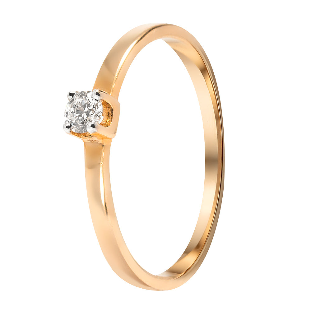 Каблучка на заручини із червоного золота з діамантом, Кольцо для помолвки из красного золота с сапфиром и бриллиантом