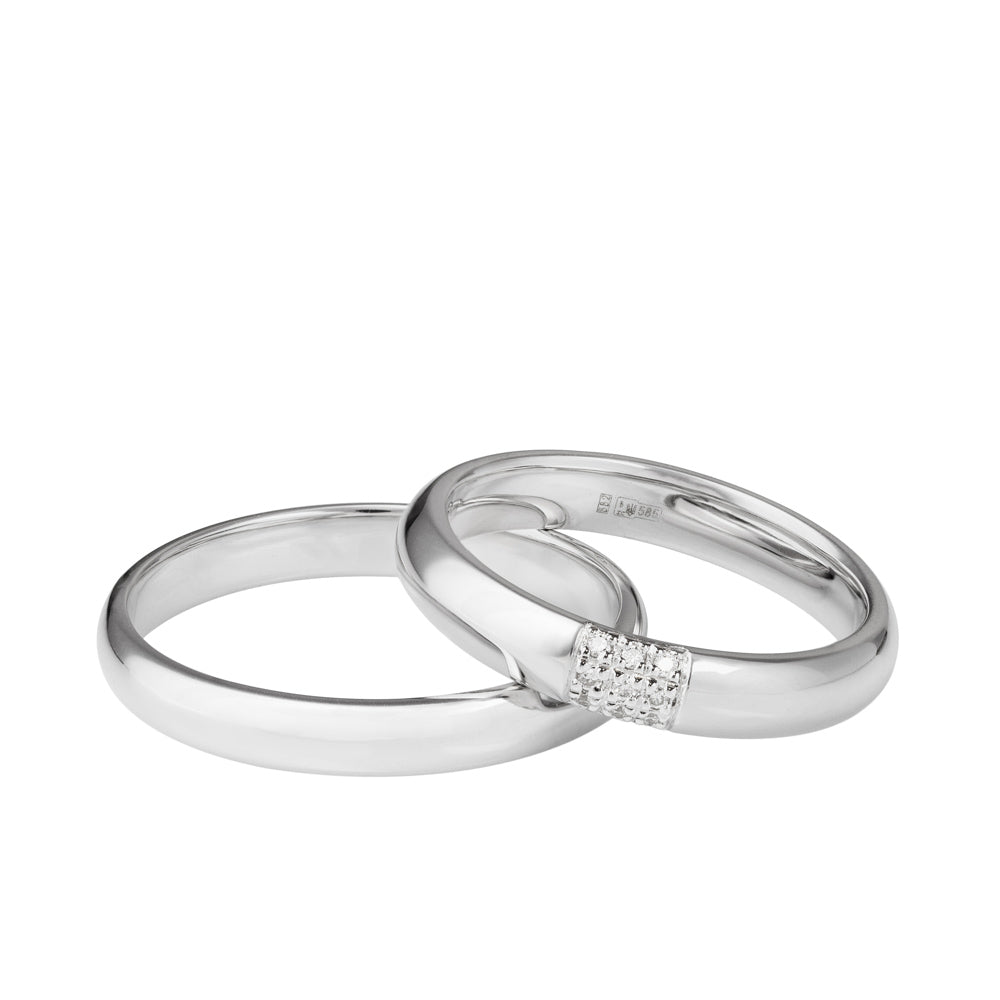 Обручка з білого золота з фіанітами, Обручальное кольцо с фианитами из белого золота
