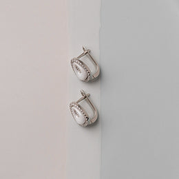 Срібні сережки з керамікою і фіанітами, Серьги из серебра с керамикой и фианитами